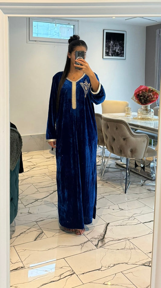 Robe velours bleu